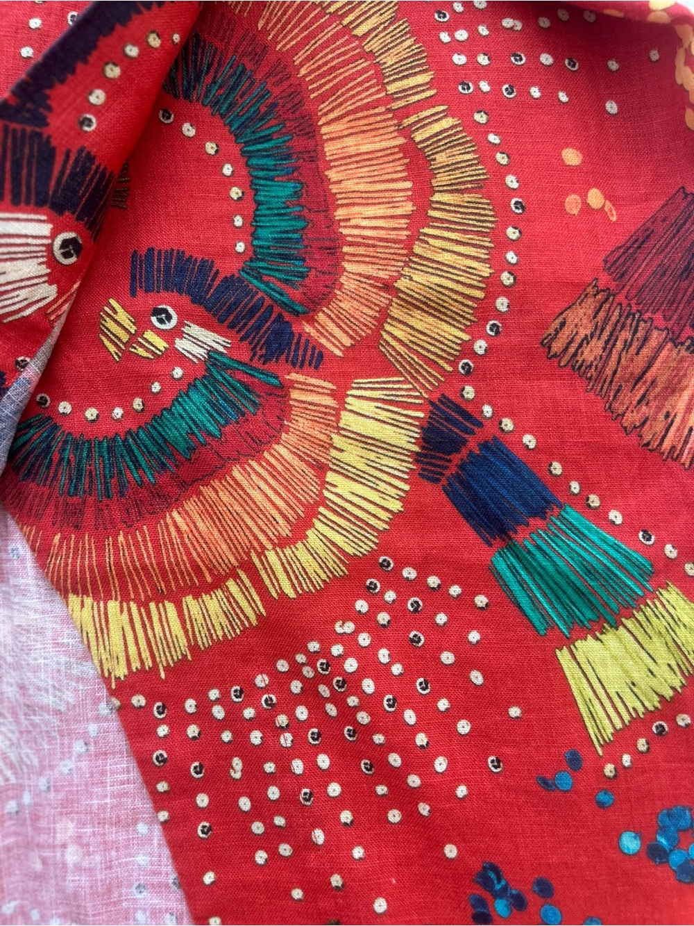 FARM Rio Red Midi Wrap Skirt with Multicolor Tassel Detail - Picture 5 of 6